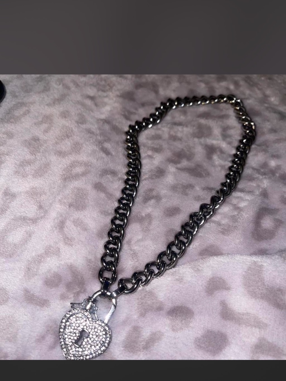 Juicy Couture inspired Silver Heart Padlock Chain Necklace - Women
